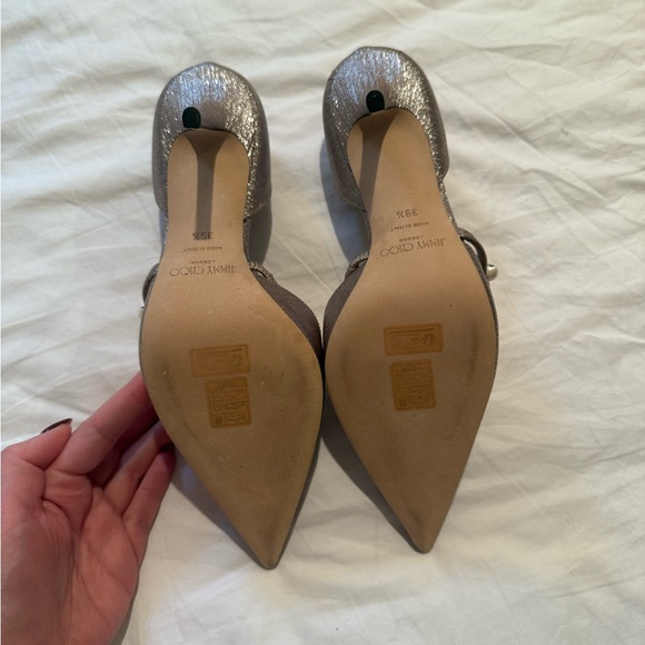 Jimmy Choo Metallic Pearl-Embellished Heels - Picture 3 of 7